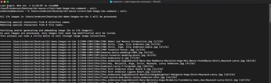 Images Being Checked as the Code is Run